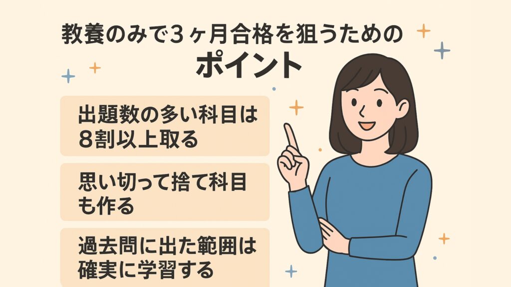 教養のみで3ヶ月合格を狙うためのポイント