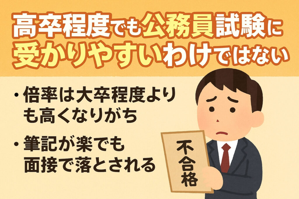 高卒程度でも公務員試験に受かりやすいわけではない