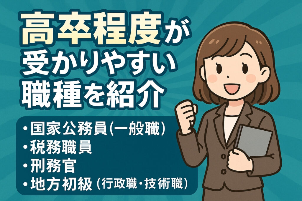高卒程度の方が比較的受かりやすい職種を紹介