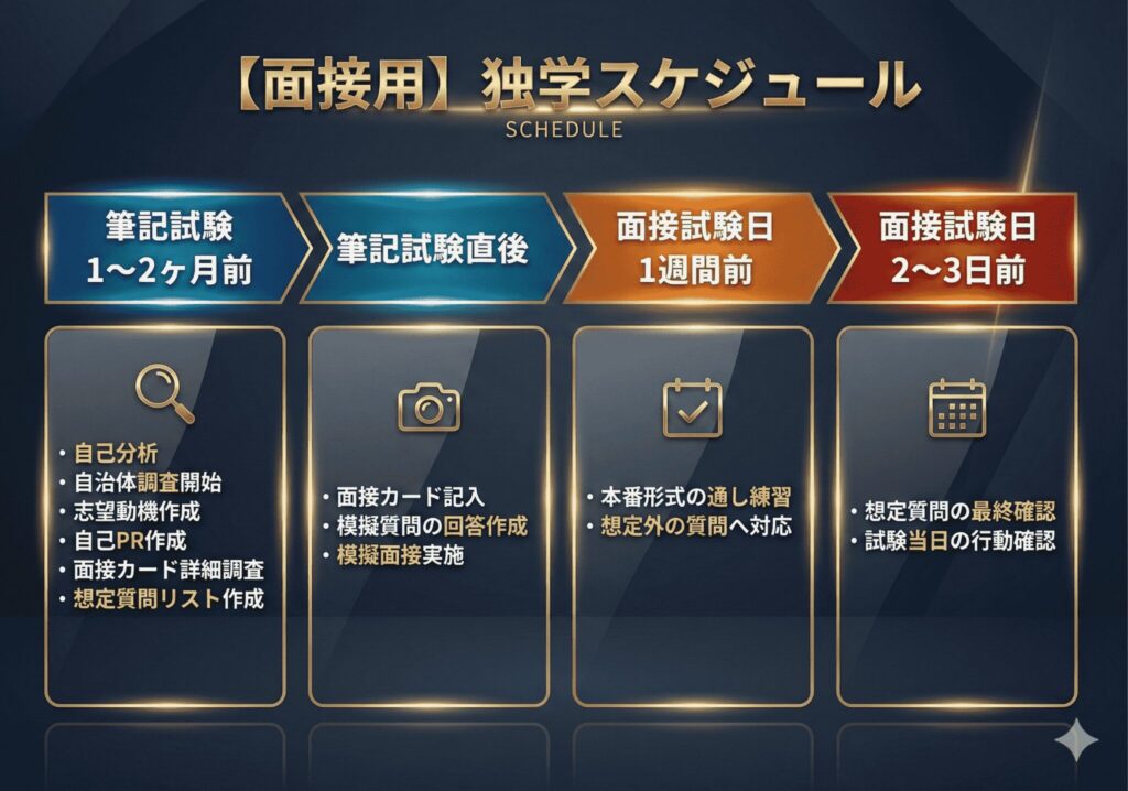 筆記試験前から段階的に準備を進める際のスケジュール例