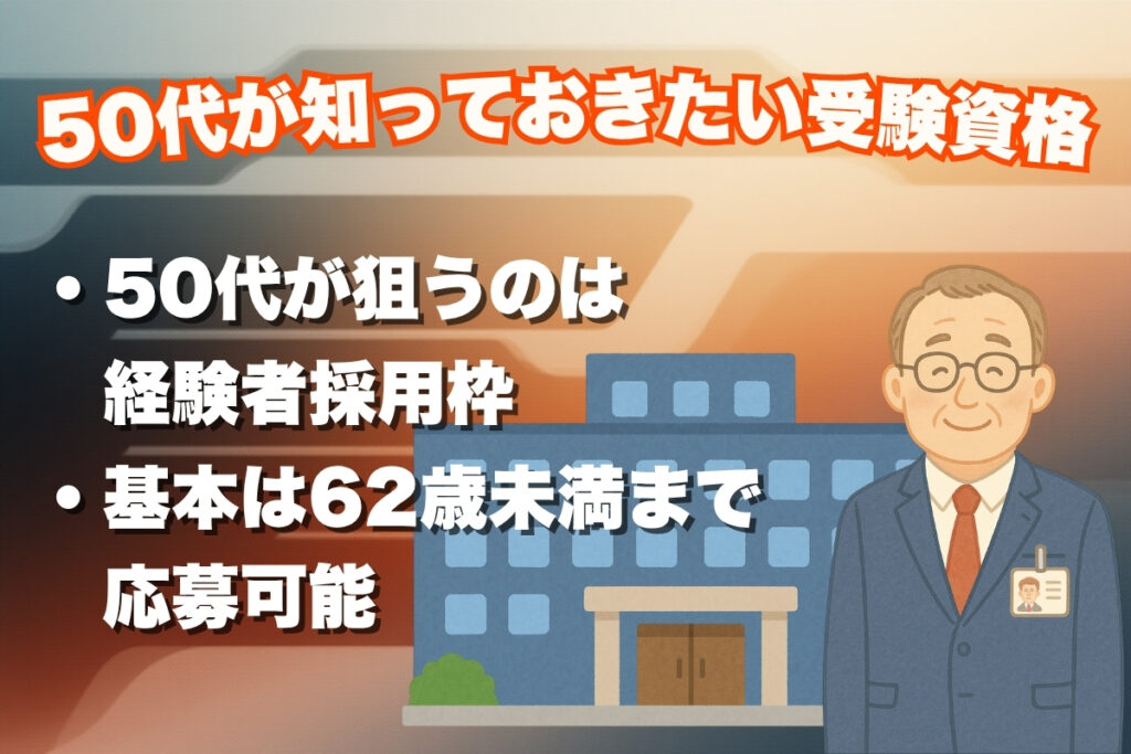 50代が狙うのは経験者採用枠で年齢制限は62歳未満が基本