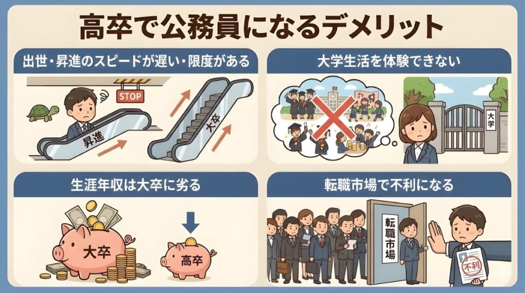 高卒で公務員になるデメリットを紹介h2画像