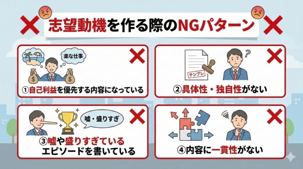 志望動機を作る際のNGパターンとは
