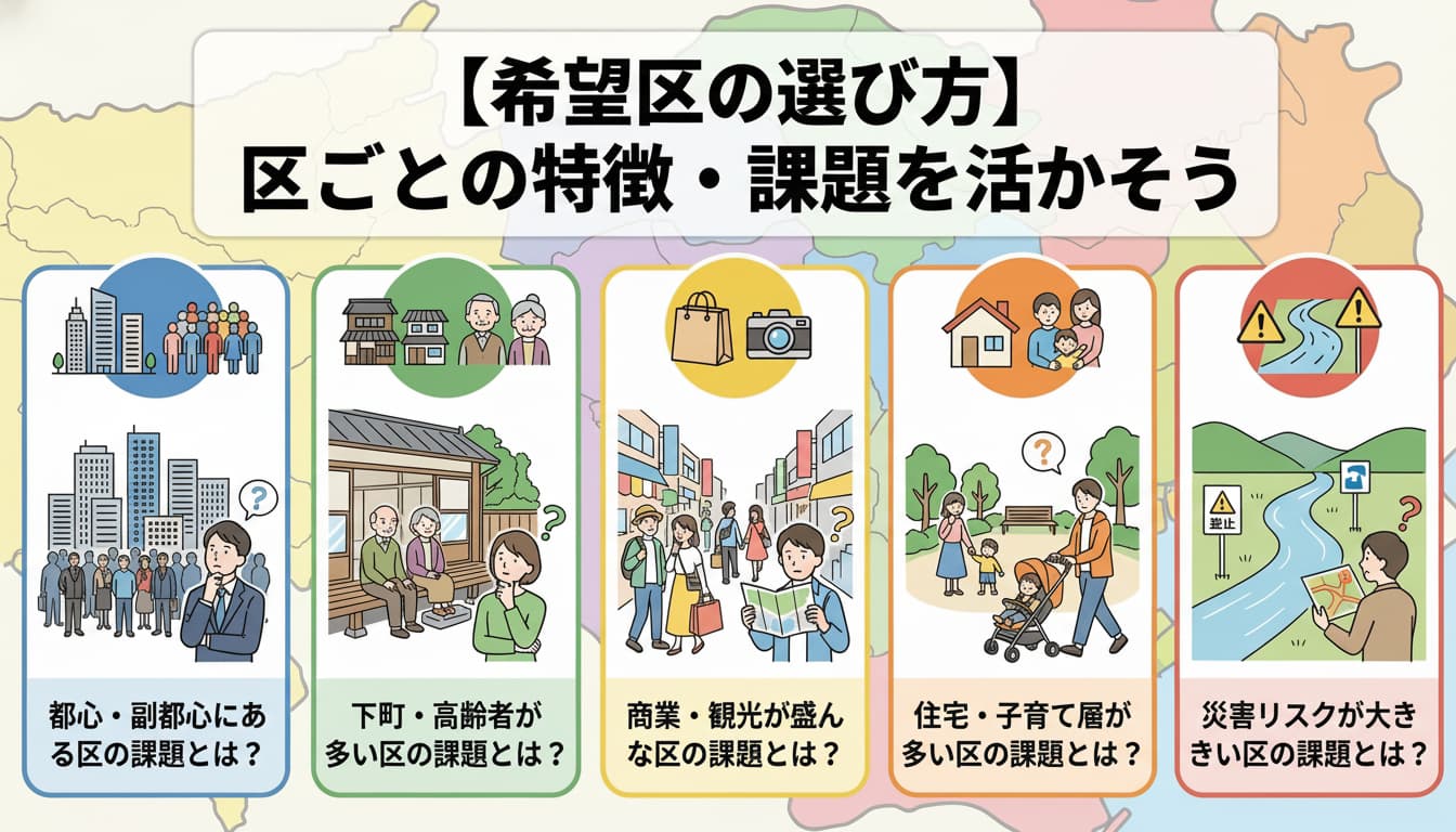 希望区を選ぶときは区ごとの特徴を活かす