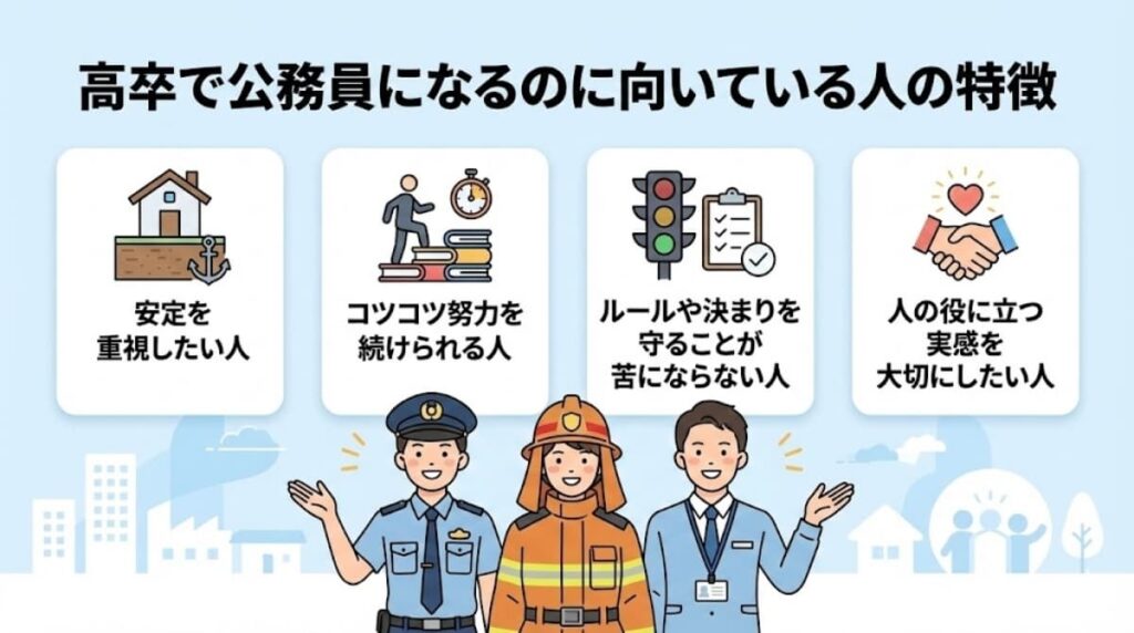 高卒で公務員になるのに向いている人の特徴